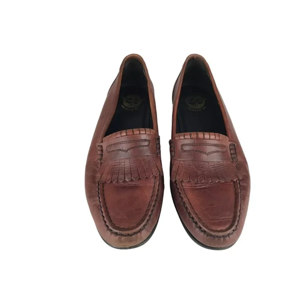 Florsheim Mens Brown Leather Almond Toe Slip on‎ Classic Moccasin Size US 8D